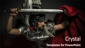  Presentation with roman army - Slide deck featuring gladiator roman centurion with armor background and a wine colored foreground