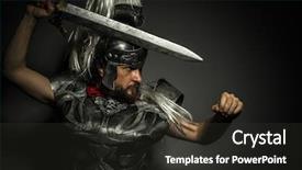  Presentation with roman army - Audience pleasing slide deck consisting of gladiator roman centurion with armor backdrop and a dark gray colored foreground