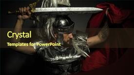  Presentation with gladiator - PPT theme featuring gladiator roman centurion with armor background and a tawny brown colored foreground