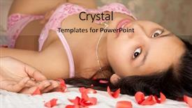  Presentation with lady - PPT theme featuring glamor lady in lingerie lying on a bed of rose petals background and a coral colored foreground