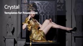  Presentation with throne - Slide set consisting of glamor lady sits on the throne in the church background and a dark gray colored foreground