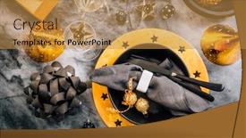  Presentation with new years eve - Presentation design with glamorous-black-and-gold-place background and a gold colored foreground