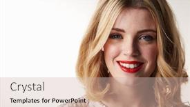  Presentation with camera - Beautiful presentation featuring glamorous-blonde-woman-smiling backdrop and a soft green colored foreground