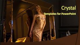  Presentation with golden standard - Slides enhanced with glamorous interior golden big mirror background and a wine colored foreground