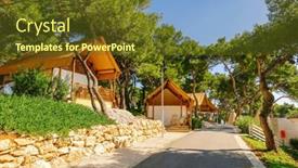  Presentation with glamping - PPT layouts consisting of glamorous-modern-glamping-with-canvas background and a tawny brown colored foreground