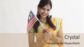  Presentation with indian flag - Presentation featuring glamorous traditional clothing holding malaysia background and a coral colored foreground