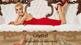  Presentation with black women beautiful woman - Beautiful theme featuring glamorous woman looking at shoes backdrop and a coral colored foreground