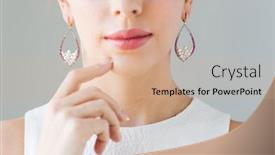  Presentation with glamour - Colorful slide deck enhanced with glamour beauty jewelry and luxury concept - close up of beautiful woman face with pearl earrings backdrop and a coral colored foreground