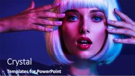  Presentation with bob hairstyle - Presentation design with glamour-fashion-girl-beauty-face background and a navy blue colored foreground