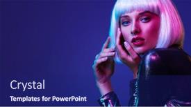  Presentation with bob hairstyle - Audience pleasing PPT theme consisting of glamour-fashion-girl-beauty-face backdrop and a navy blue colored foreground