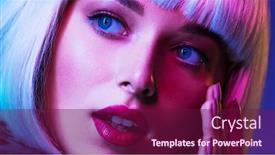  Presentation with bob hairstyle - Cool new presentation theme with glamour-fashion-girl-beauty-face backdrop and a violet colored foreground