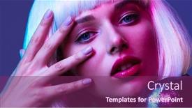  Presentation with bob hairstyle - Presentation theme with glamour-fashion-girl-beauty-face background and a violet colored foreground