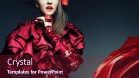  Presentation with glamour - Amazing PPT layouts having glamour fashion model in elegance red costume with red hat studio shot backdrop and a tawny brown colored foreground