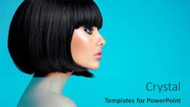  Presentation with bob hairstyle - Slide set featuring glamour-fashion-model-with-black background and a teal colored foreground