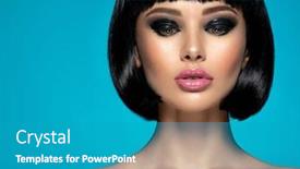  Presentation with bob hairstyle - Presentation design consisting of glamour-fashion-model-with-black background and a teal colored foreground