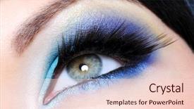  Presentation with eyelashes - Beautiful presentation design featuring glamour make-up with long false eyelashes - macro shot backdrop and a lemonade colored foreground