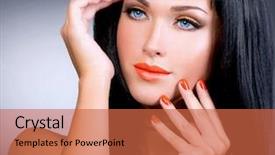  Presentation with long hair - Slides having training rural women - healthy lifestyle woman trail runner background and a gray colored foreground