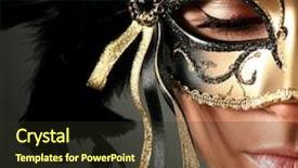  Presentation with masquerade mask - PPT theme with beautiful woman in mysterious mask background and a wine colored foreground