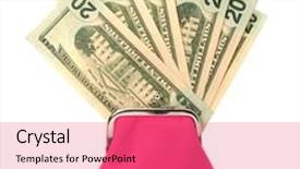  Presentation with glamour - PPT theme enhanced with money isolated on white background background and a coral colored foreground