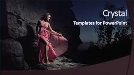  Presentation with glamour - Beautiful PPT theme featuring glamour woman standing next backdrop and a wine colored foreground