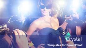  Presentation with woman fighting for her rights - Presentation theme consisting of glamourous-woman-surrounded-by-paparazzi background and a ocean colored foreground