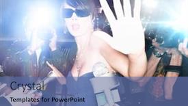  Presentation with empowered woman - Presentation theme enhanced with glamourous-woman-surrounded-by-paparazzi background and a ocean colored foreground