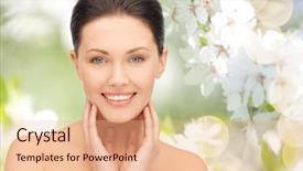  Presentation with green beauty - Beautiful presentation design featuring glands - beauty people and health concept backdrop and a coral colored foreground