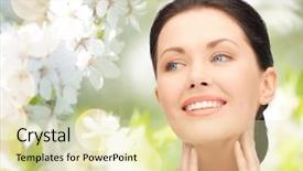  Presentation with green beauty - Slide deck having glands - beauty people and health concept background and a soft green colored foreground