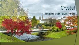  Presentation with autumn - Presentation design featuring glare - beautiful autumn city landscape baden background and a sky blue colored foreground