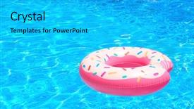  Presentation with swimming - PPT layouts having glare - colorful inflatable donut in blue background and a cyan colored foreground