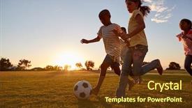  Presentation with racing - Cool new PPT layouts with glare - four children racing backdrop and a tawny brown colored foreground