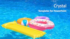  Presentation with mattress - Beautiful slide deck featuring glare - inflatable rings mattress and ball backdrop and a teal colored foreground