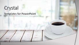  Presentation with coffee cup - Slide set consisting of glare - laptop on a table background and a cream colored foreground