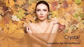  Presentation with health woman running female runner - Slide set having glare - portrait of young natural background and a gold colored foreground