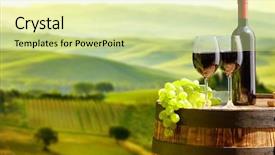  Presentation with bottle red wine - PPT layouts featuring glare - red wine bottle and wine background and a soft green colored foreground