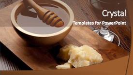  Presentation with appetizer - Audience pleasing presentation theme consisting of glas - appetizer parmesan cheese and honey backdrop and a  colored foreground