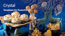  Presentation with golden christmas - Presentation having glas - golden sweets for christmas background and a  colored foreground