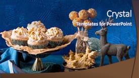  Presentation with navy blue and gold - Presentation theme enhanced with glas - golden sweets for christmas background and a navy blue colored foreground