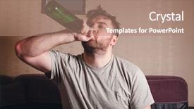  Presentation with hard job - PPT theme having glas - hangover after hard drinking background and a coral colored foreground