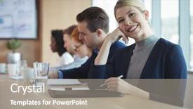  Presentation with smiling paramedic sitting in ambulance - Audience pleasing PPT theme consisting of glas - portrait of smiling businesswoman sitting backdrop and a gray colored foreground
