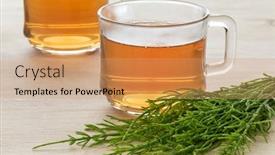  Presentation with hot tea - Colorful presentation theme enhanced with glas-cup-with-hot-field backdrop and a coral colored foreground