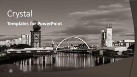 Presentation with united kingdom - Audience pleasing presentation theme consisting of glasgow-city-waterfront-view backdrop and a gray colored foreground