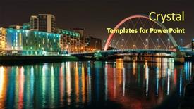  Presentation with night city - Cool new PPT theme with glasgow-city-waterfront-view backdrop and a tawny brown colored foreground