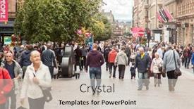  Presentation with city people walking - Beautiful slides featuring glasgow-scotland-uk-23-august backdrop and a soft green colored foreground