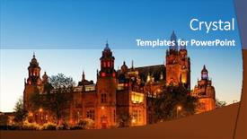  Presentation with historical architecture - Audience pleasing slide deck consisting of glasgow-university-campus-view backdrop and a teal colored foreground