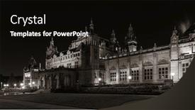  Presentation with historical architecture - PPT theme featuring glasgow-university-campus-view background and a black colored foreground