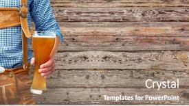  Presentation with beer - Theme having glass and bavarian specialty oktoberfest background and a coral colored foreground