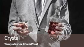  Presentation with alcohol - Presentation design featuring glass and bottle of alcohol background and a gray colored foreground