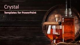  Presentation with rum - Slide deck consisting of glass-and-bottle-with-cognac background and a wine colored foreground