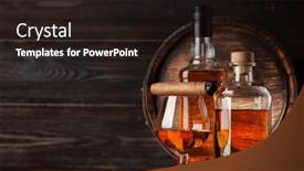  Presentation with rum - PPT layouts consisting of glass-and-bottles-with-cognac background and a wine colored foreground
